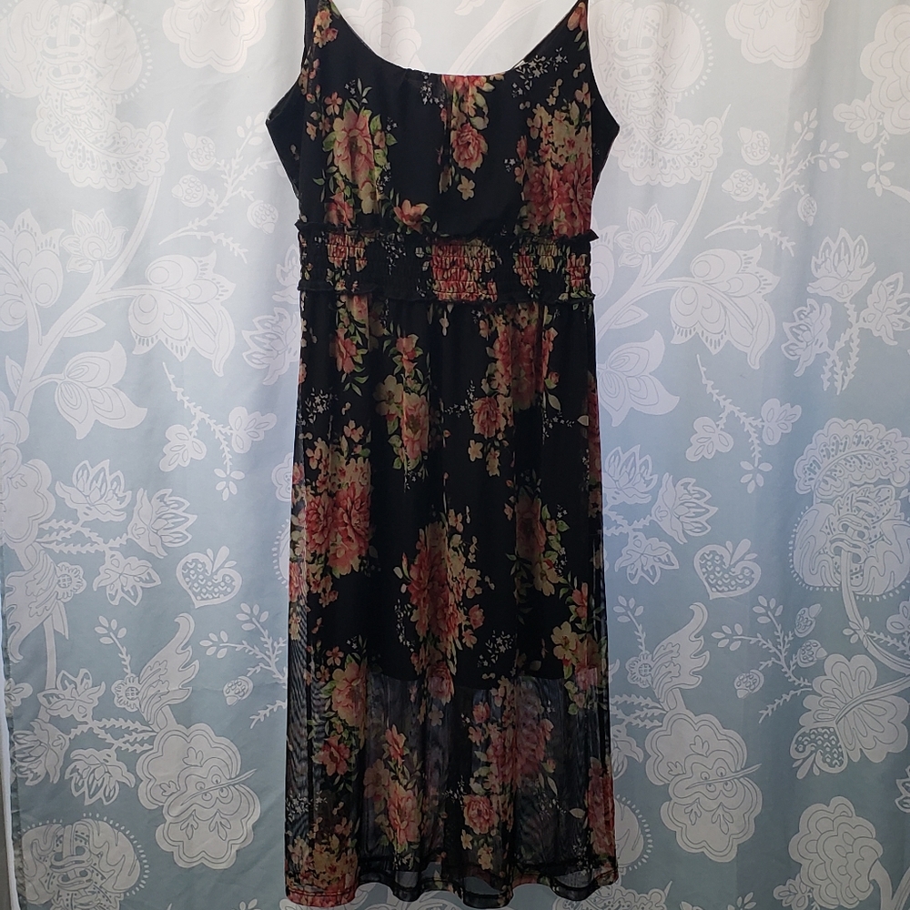 Floral Black Midi dress